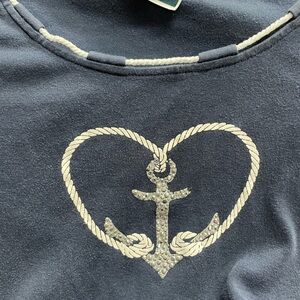 Karen Scott Navy Sweatshirt with White Trim
